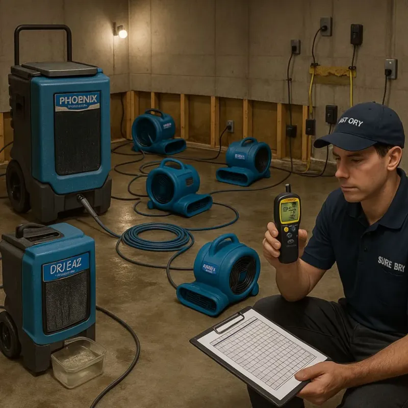 Structural Drying and Dehumidification process in Sherborn, MA